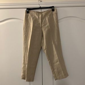 EUC Eileen Fisher tan coloured linen capri’s